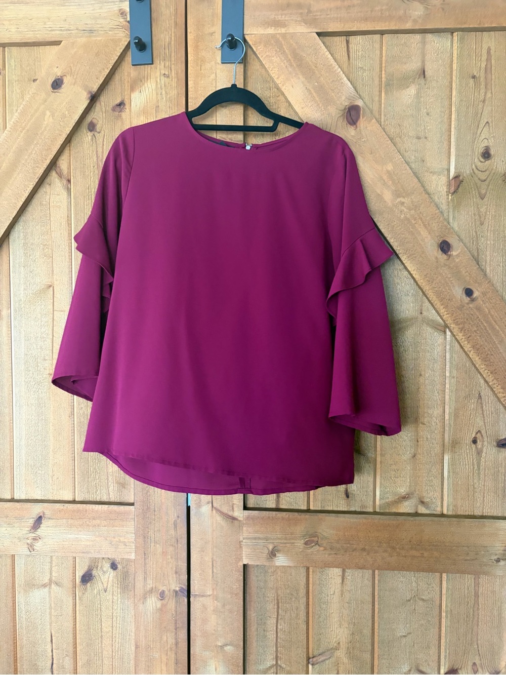 Alfani Deep Berry Ruffle Sleeve Blouse